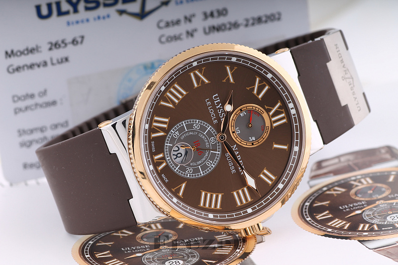 Ulysse Nardin Maxi Marine Chronometer 43 mm Steel & Rose Gold Brown on rubber