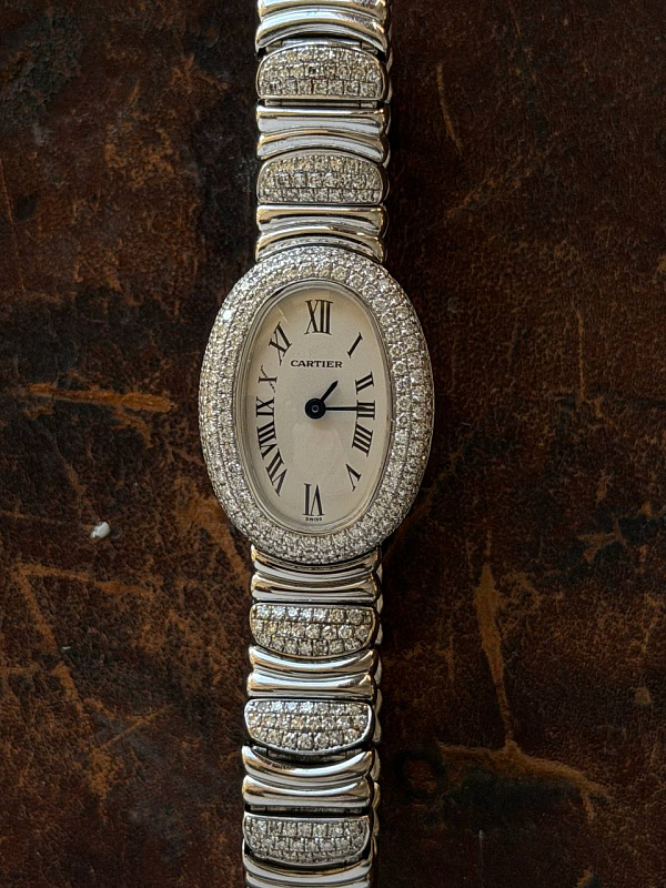 Cartier Baignoire 2369 White Gold Aftermarket Diamonds