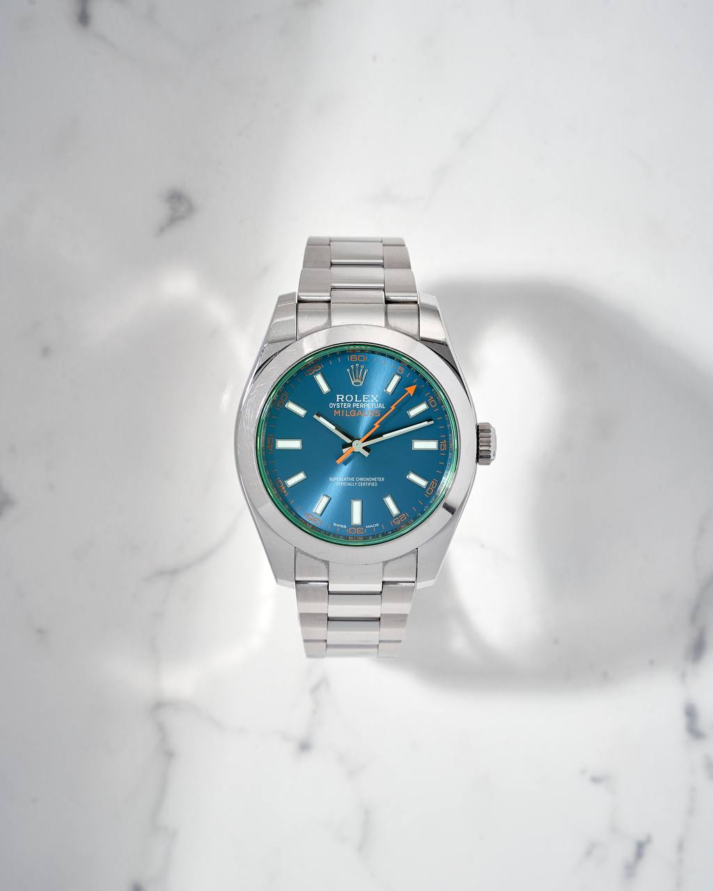 Rolex Milgauss Green Sapphire Blue Dial Random Series 116400GV