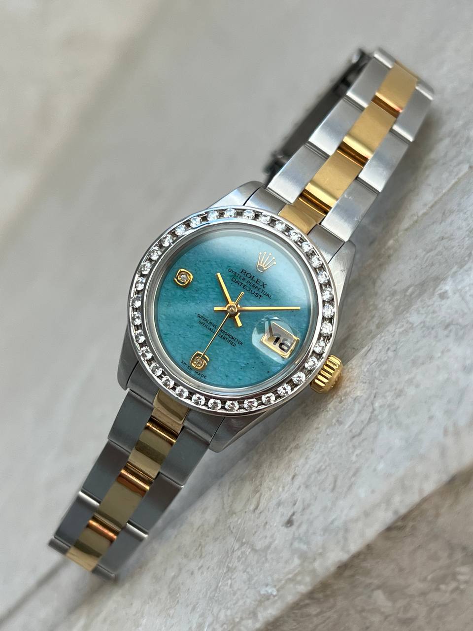 Rolex Datejust Turquoise Diamond Dial 26mm 69173 