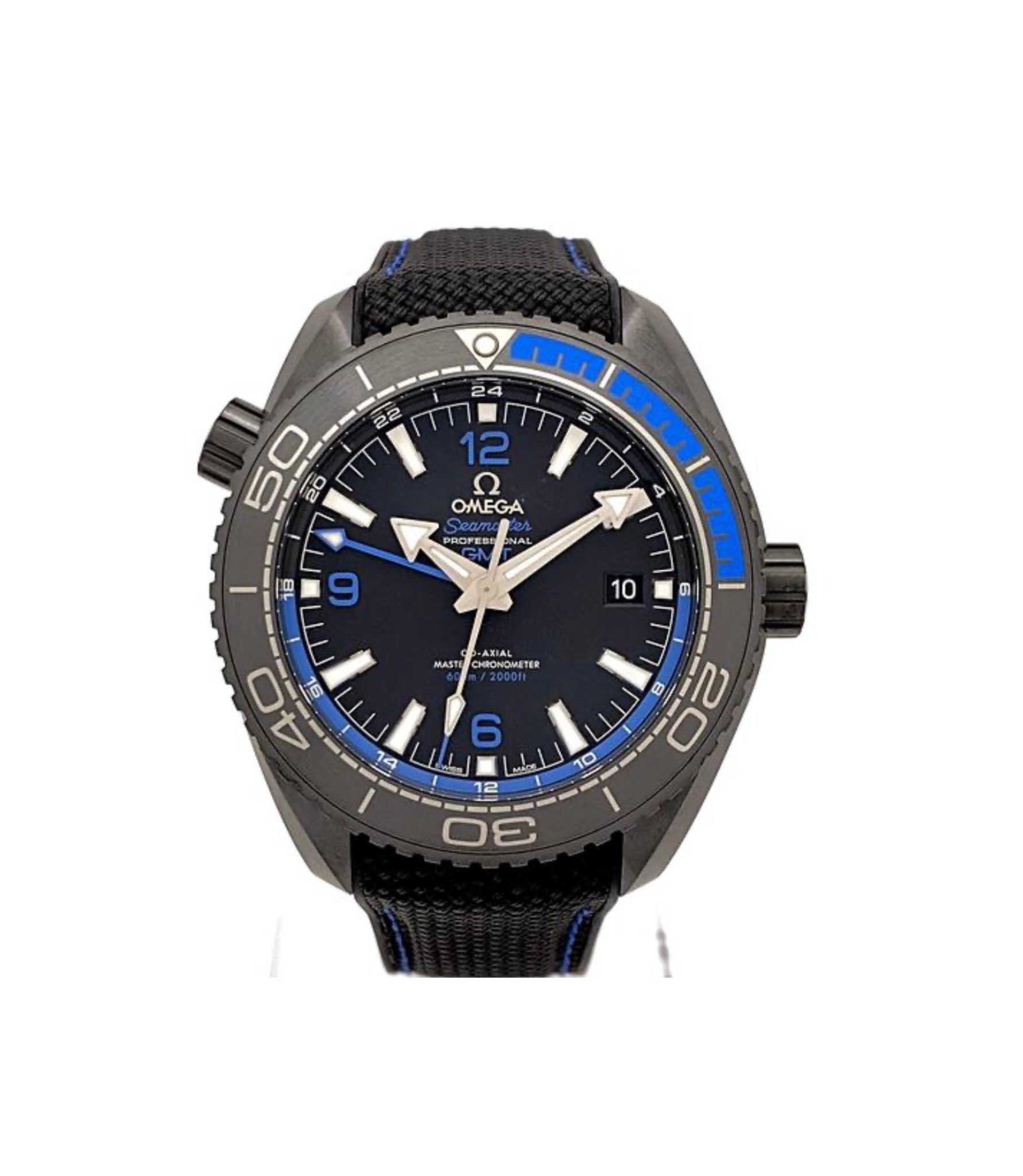 Omega Seamaster Planet Ocean 600M Co-Axial Master Chronometer GMT Deep Black NEW