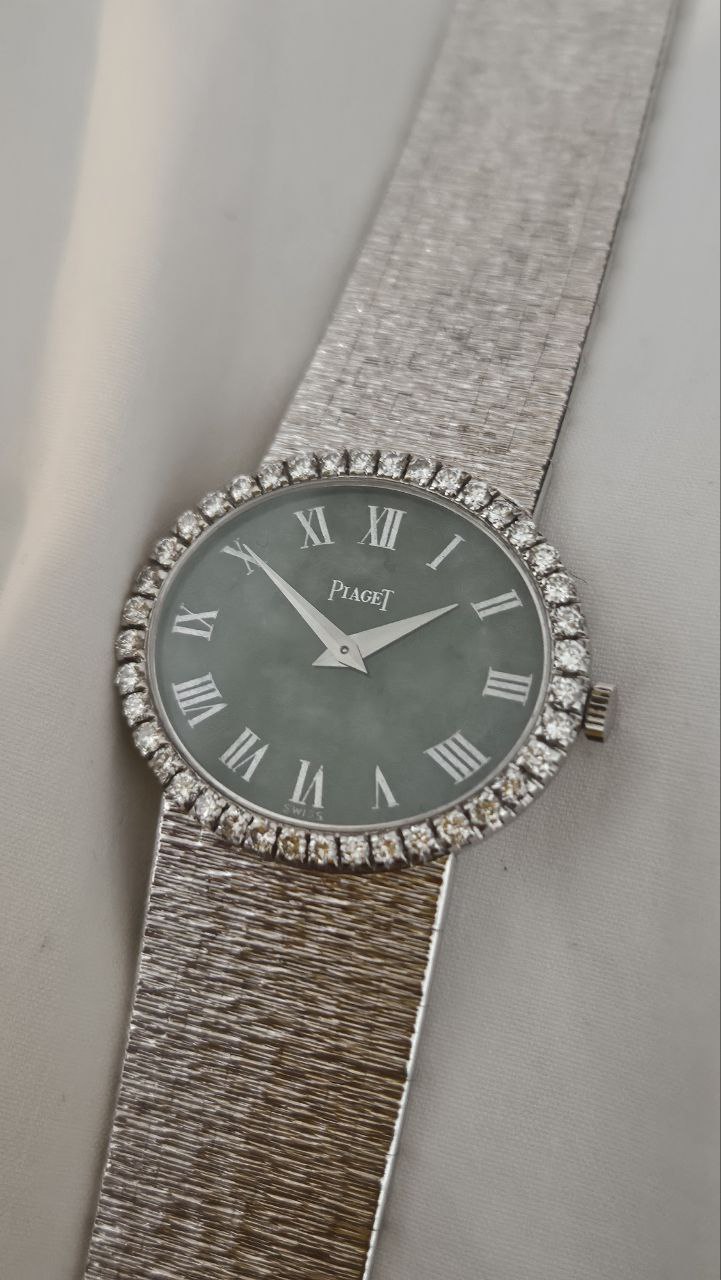 Piaget Jadeite Dial and Diamonds Bezel White Gold 9806