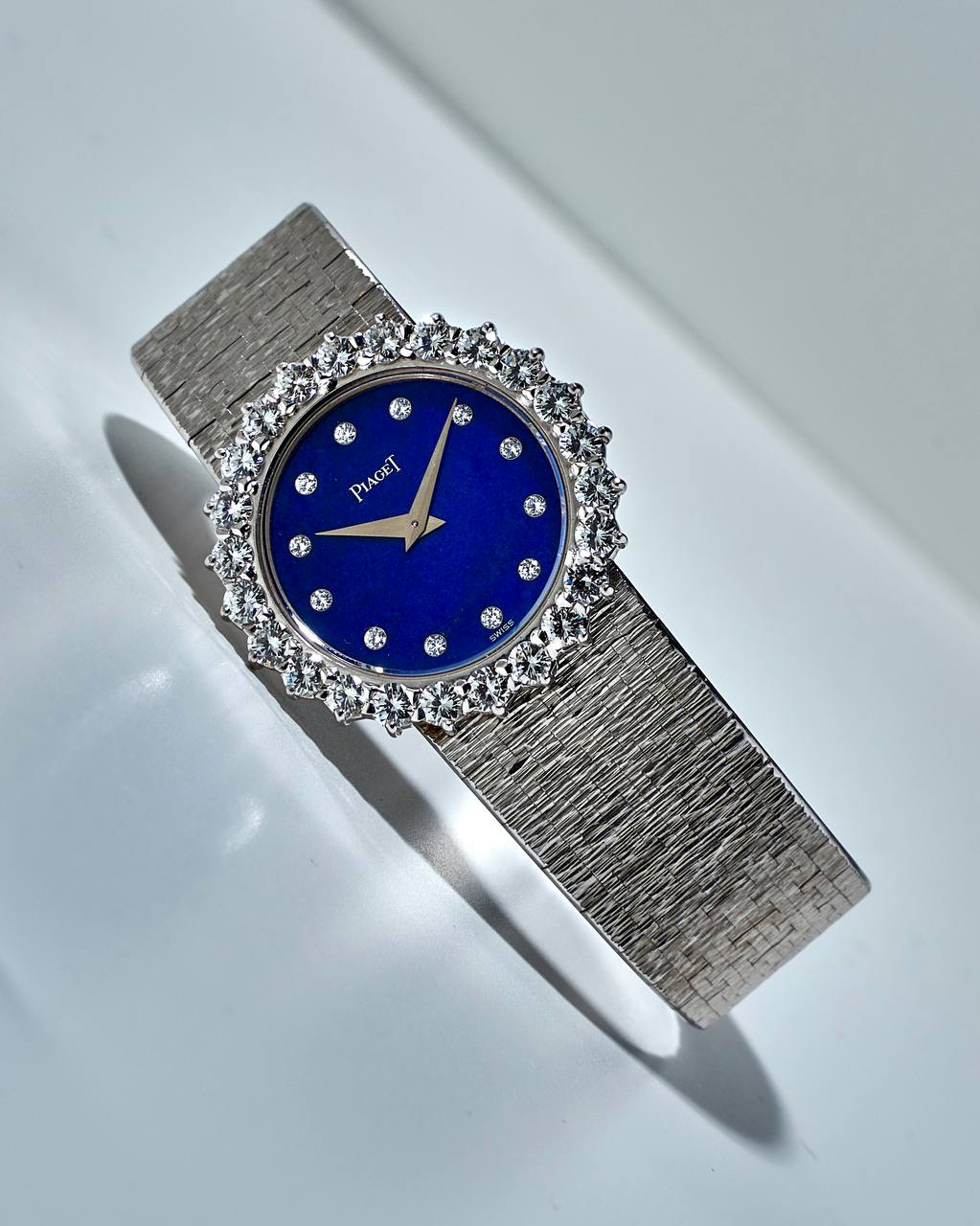 Piaget Lapis Lazuli Dial and Diamonds Bezel White Gold 9171