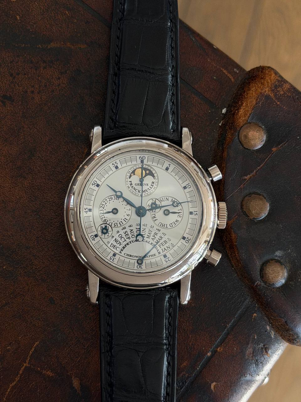 Franck Muller Perpetual Calendar Retrograde Moonphase Chronograph White Gold