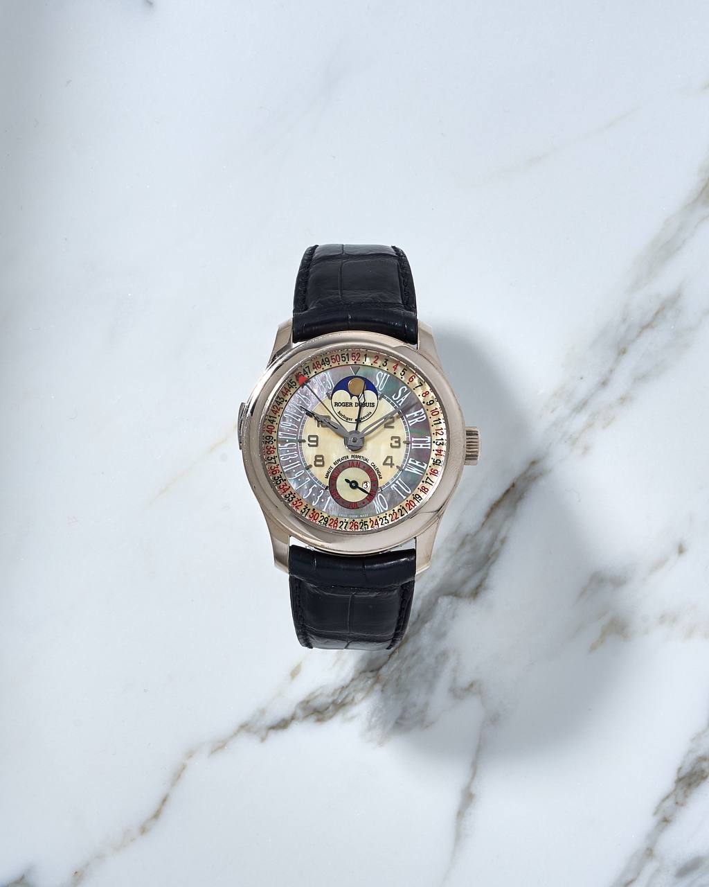 Roger Dubuis Hommage Perpetual Calendar Bi Retrograde White Gold 43mm