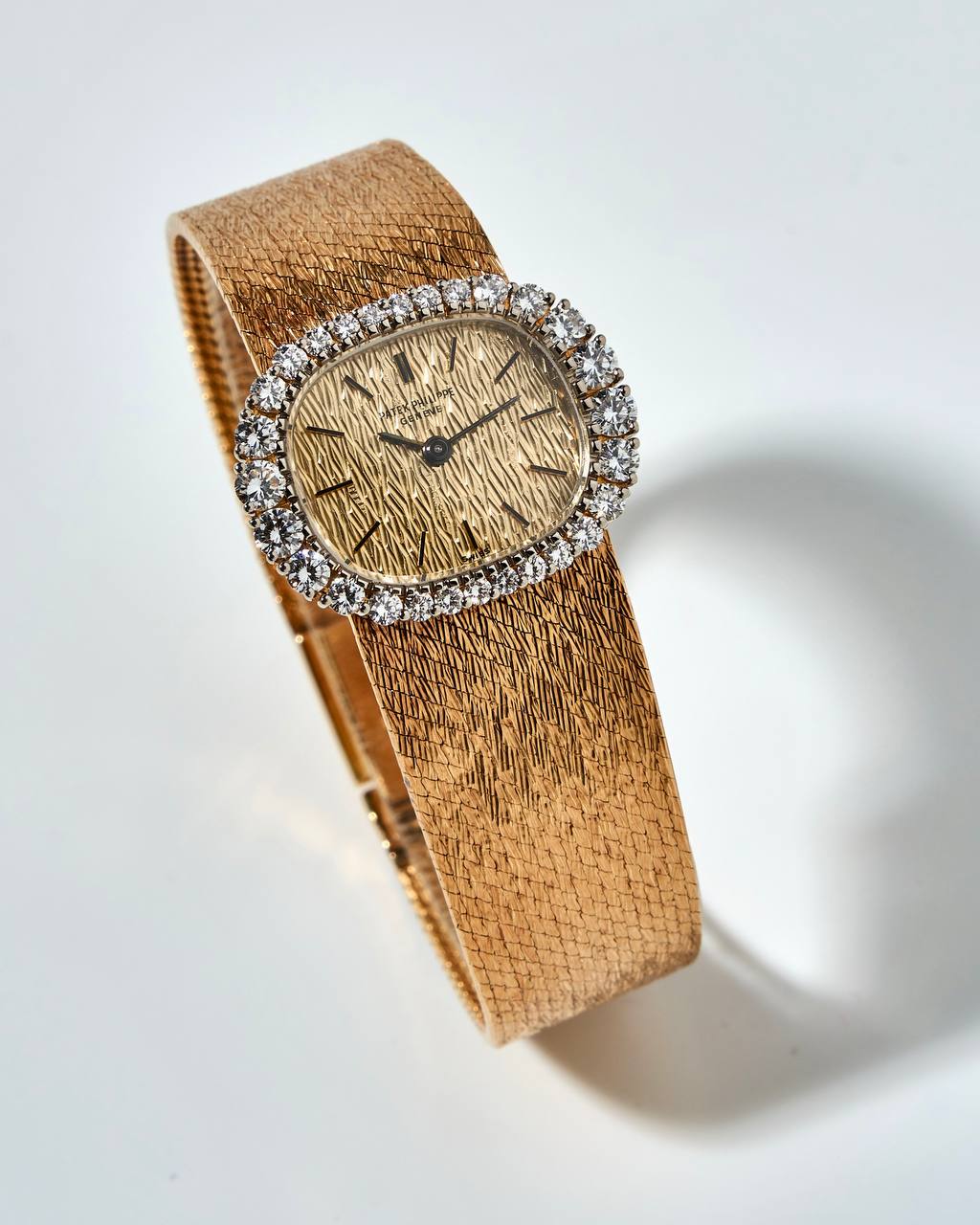 Patek Philippe Vintage Ladies Gold Dial and Diamonds Bezel 3394
