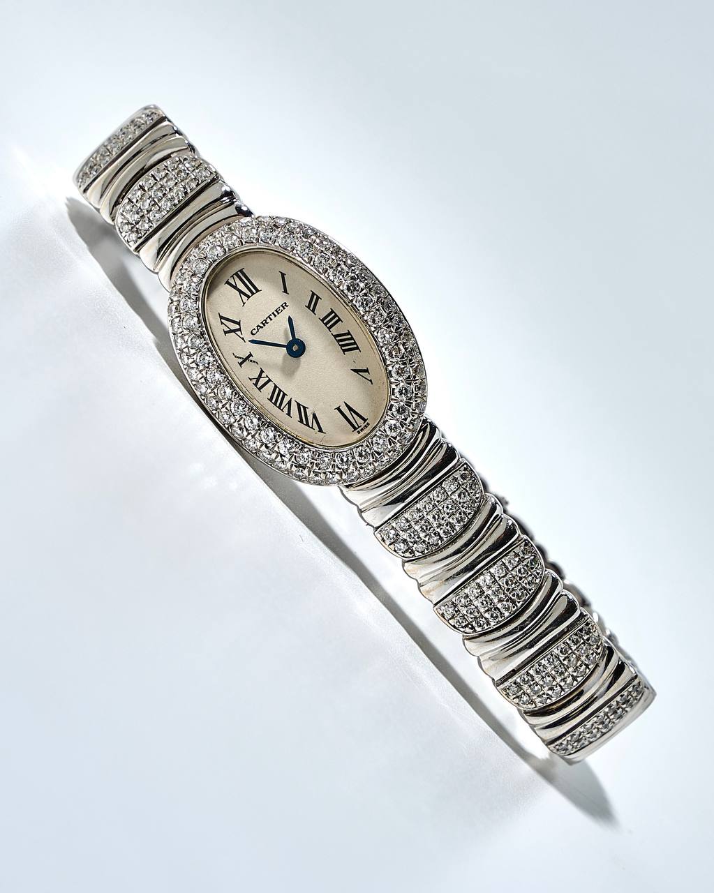 Cartier Baignoire 2369 White Gold Aftermarket Diamonds