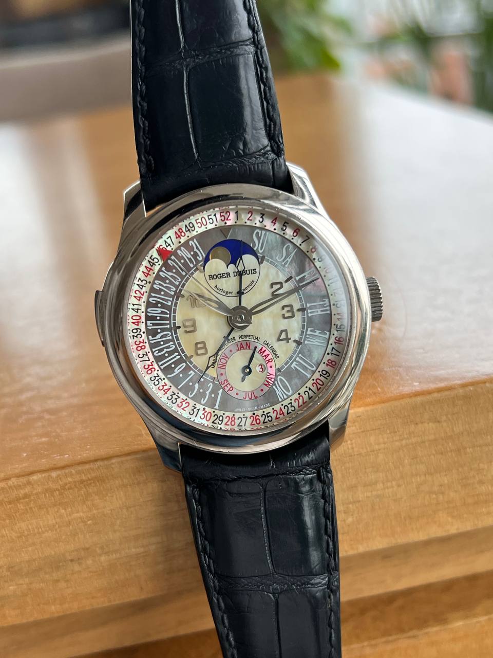 Roger Dubuis Hommage Perpetual Calendar Bi Retrograde White Gold 43mm