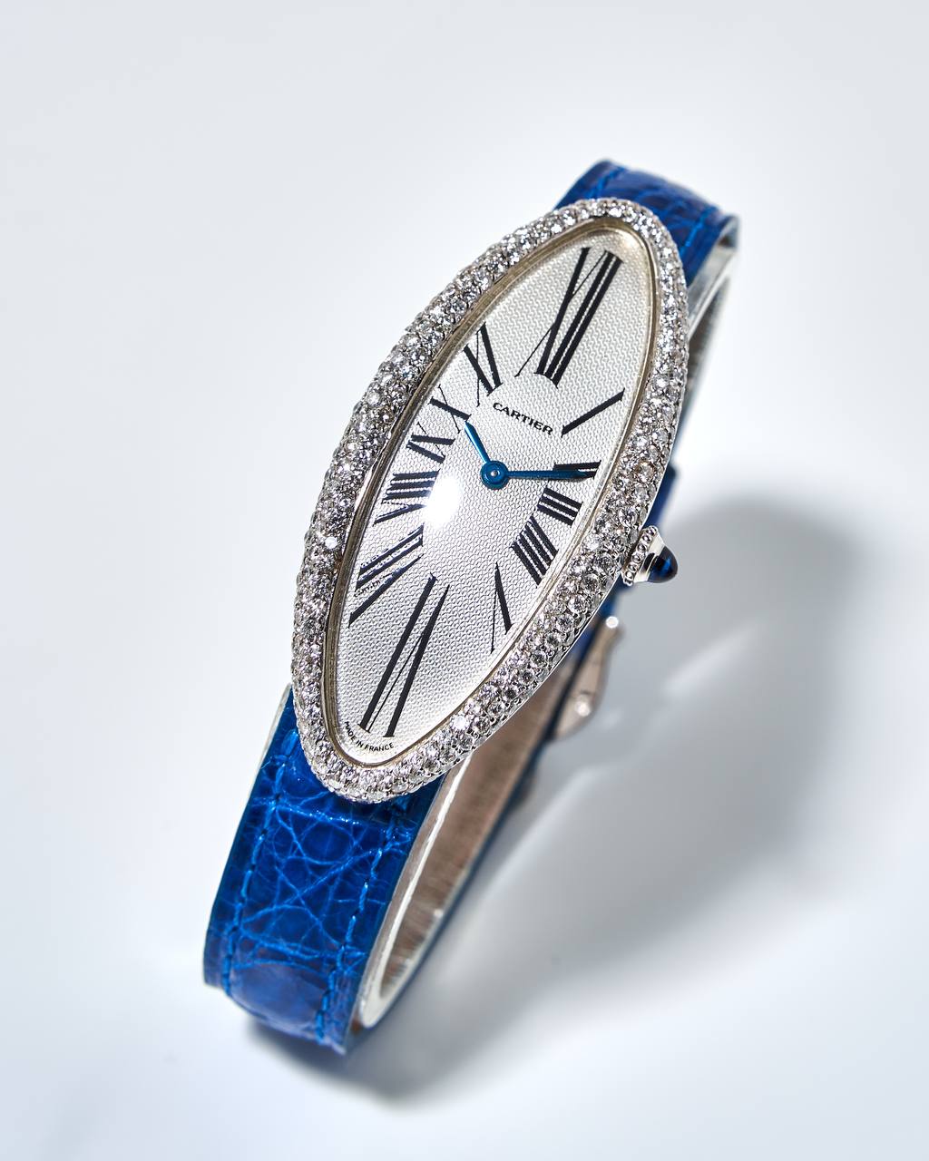 Cartier Baignoire Allongee Mecanique White Gold Diamond Bezel 2514