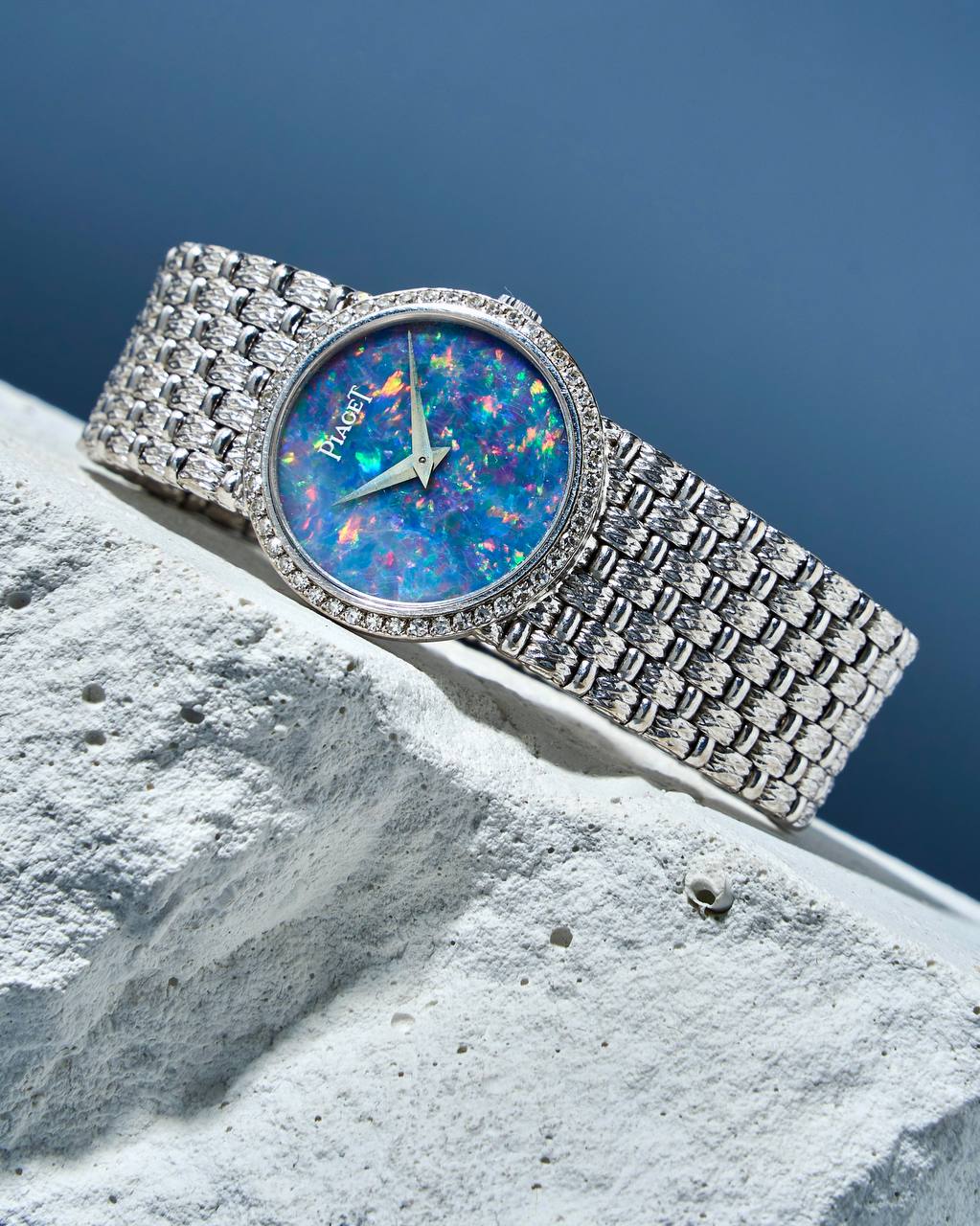 Piaget Opal Dial Ladies Vintage White Gold Diamonds