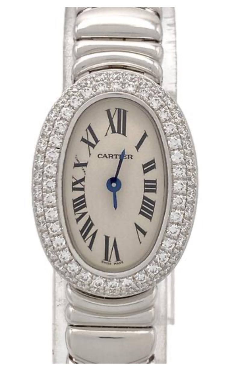 Cartier Baignoire 2369 White Gold Diamond Bezel