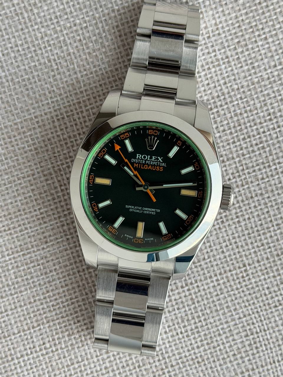 Rolex Milgauss Green Sapphire Black Dial 116400GV 