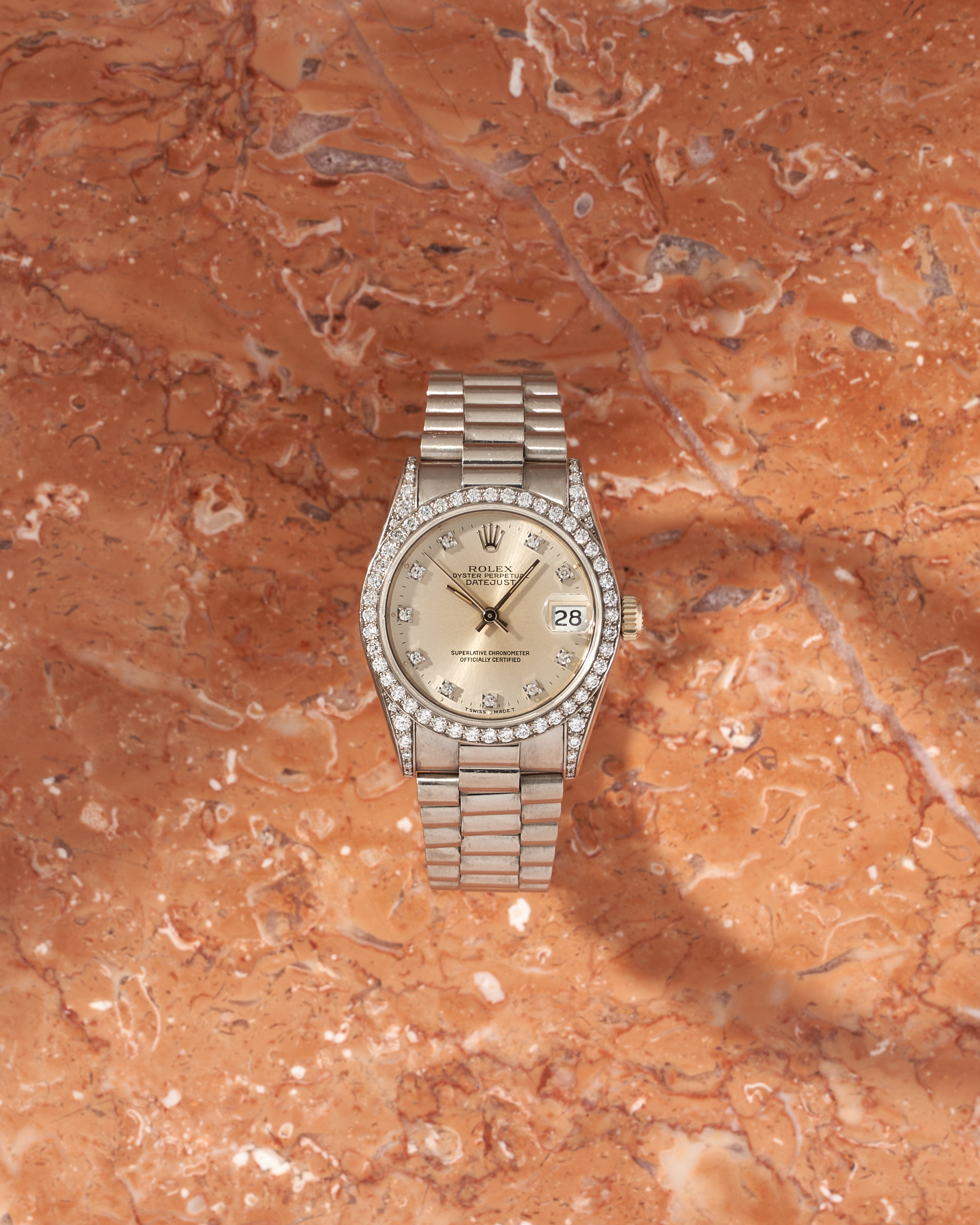 Rolex President Datejust White Gold Diamond E series 68159