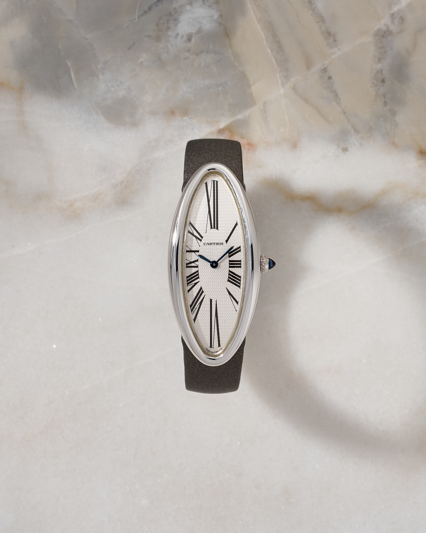 Cartier Baignoire Allongee Mecanique White Gold 2514