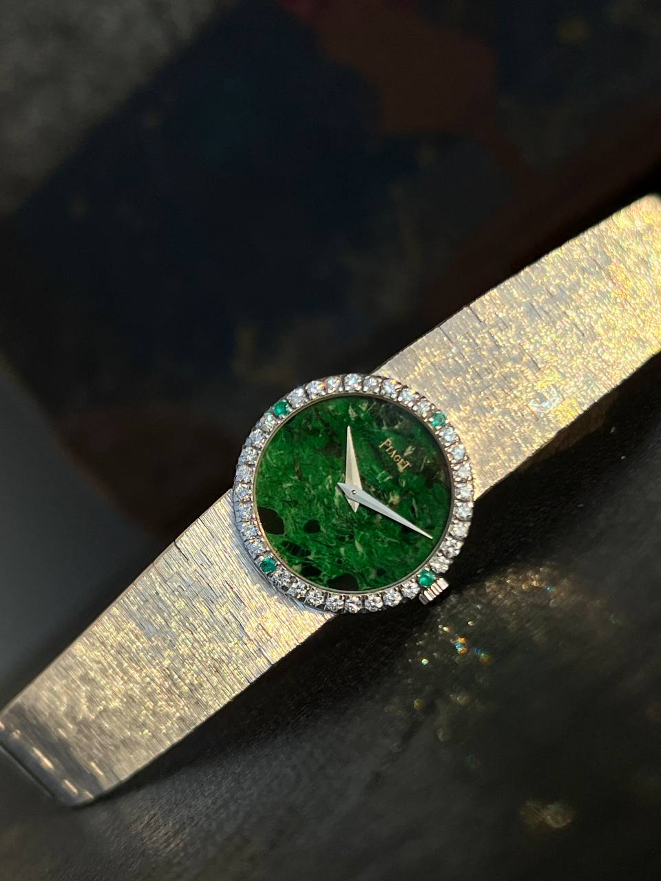 Piaget Vintage Jade Dial 9706 White Gold