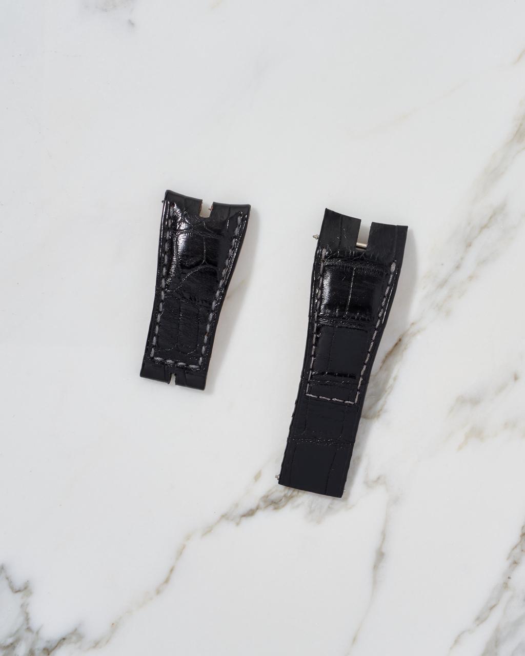 Roger Dubuis Crocodile Leather Strap 26x20mm Black NOS