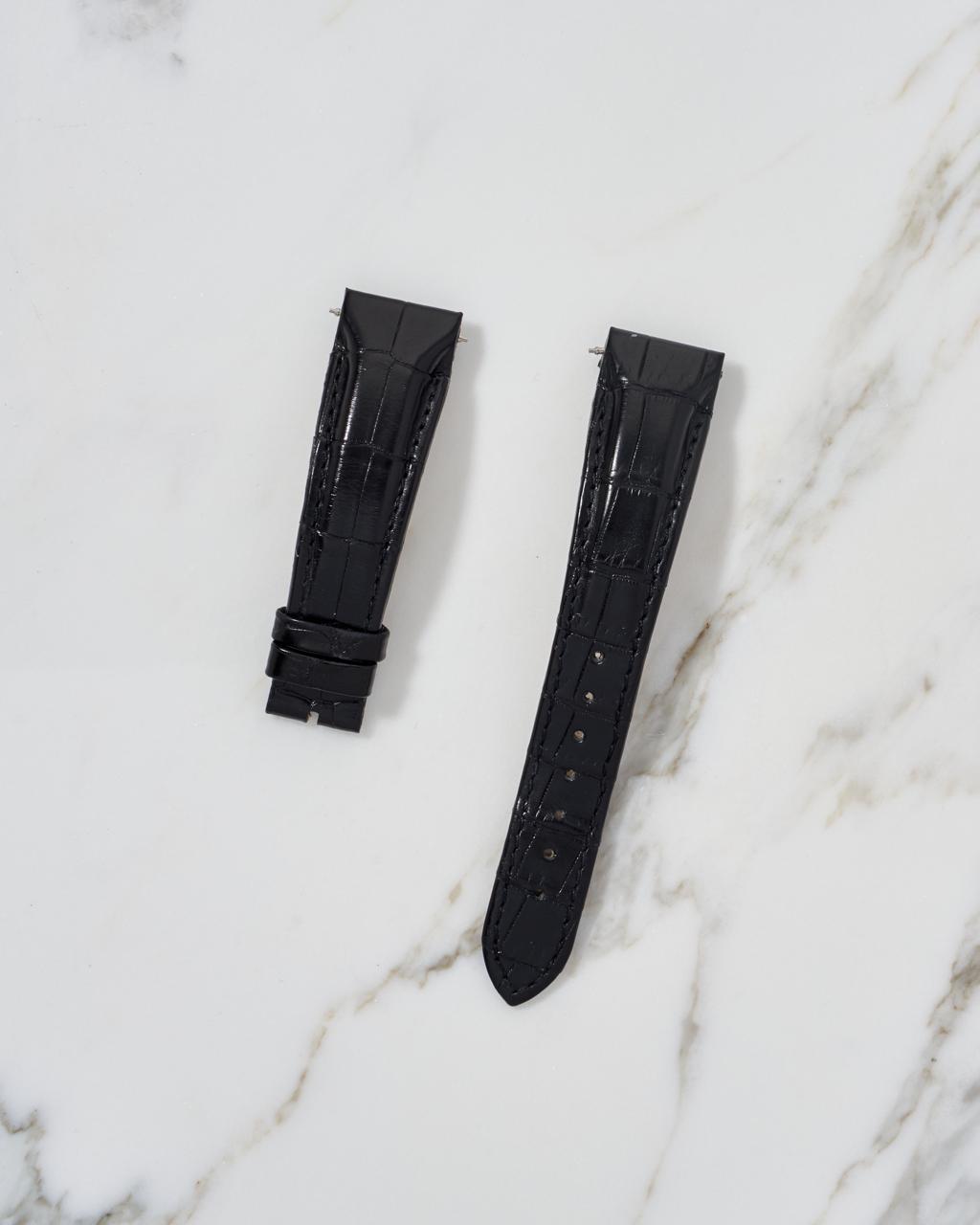 Franck Muller Crocodile Leather Strap 19x16mm Black NOS
