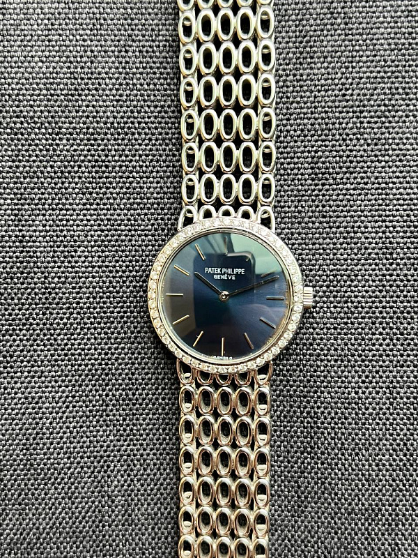 Patek Philippe White Gold Blue Dial with Diamonds