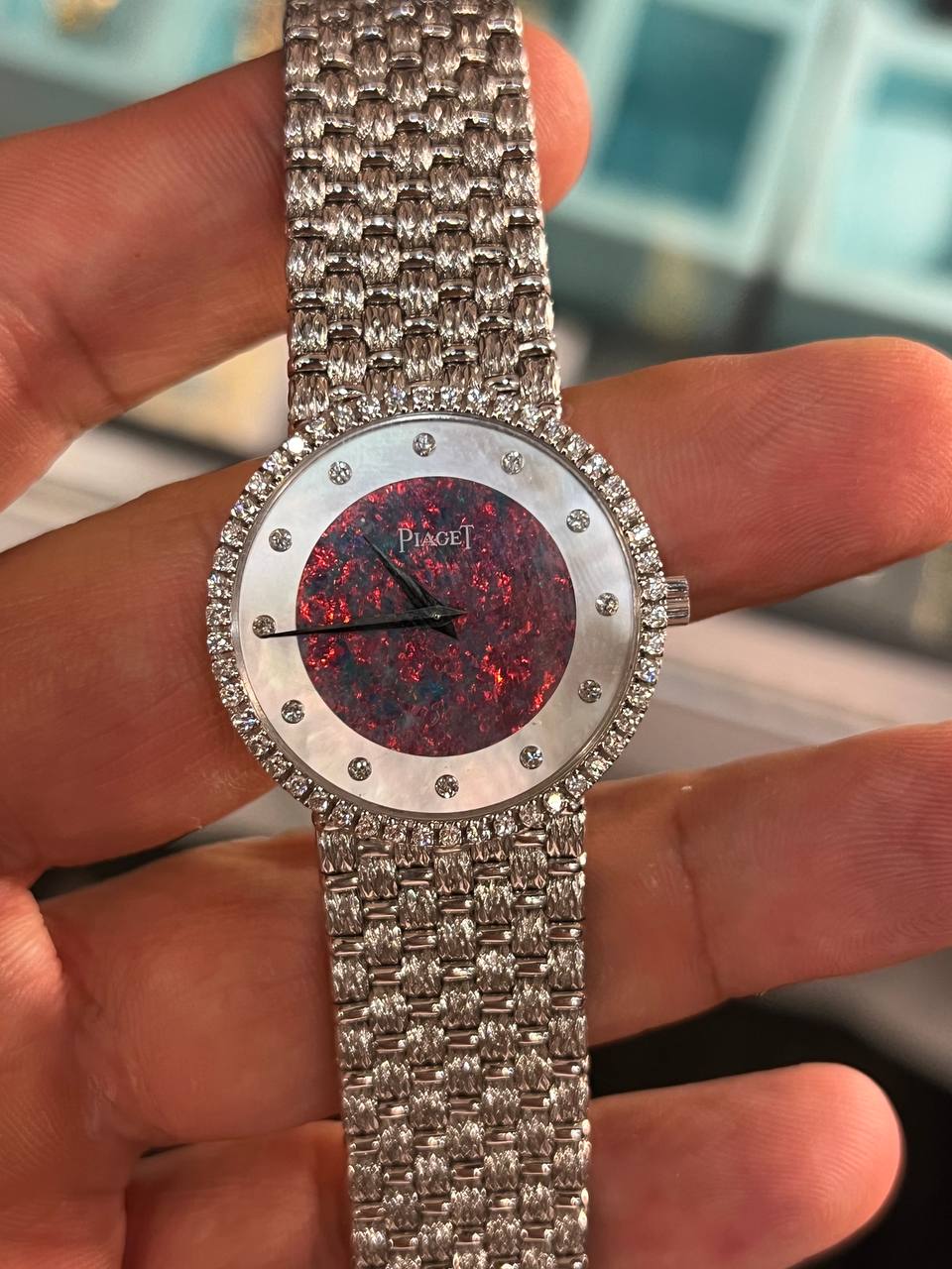 Piaget Vintage Opal and Mop Dial White Gold Diamonds