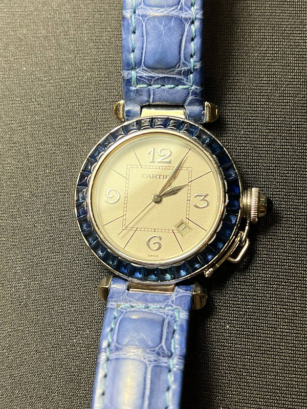 Cartier Pasha White Gold Sapphire Set Bezel 2398