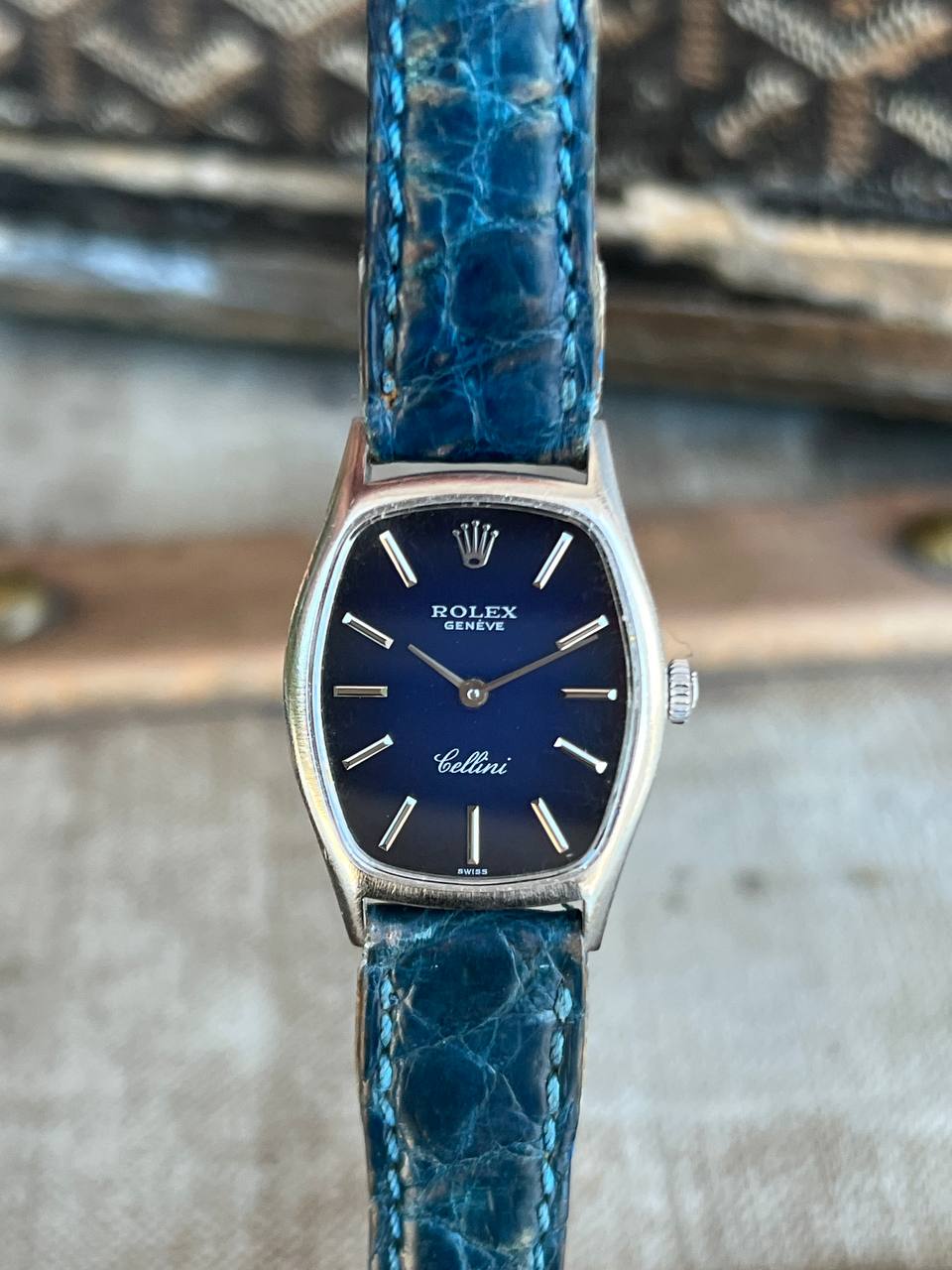 Rolex Cellini Blue Dial White Gold