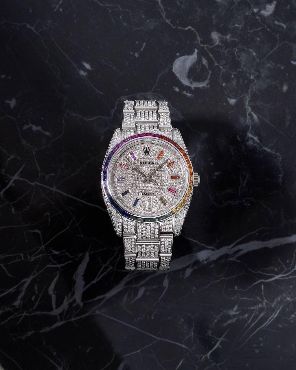 Rolex Oyster Perpetual Air-King Rainbow Diamond Rush 34mm 114210