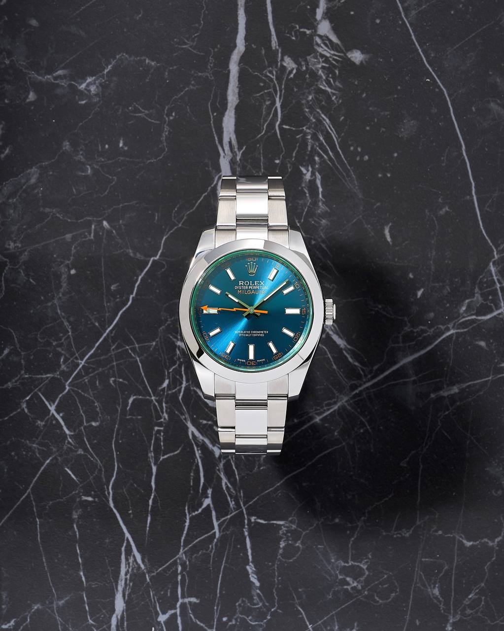Rolex Milgauss Green Sapphire Blue Dial 116400GV
