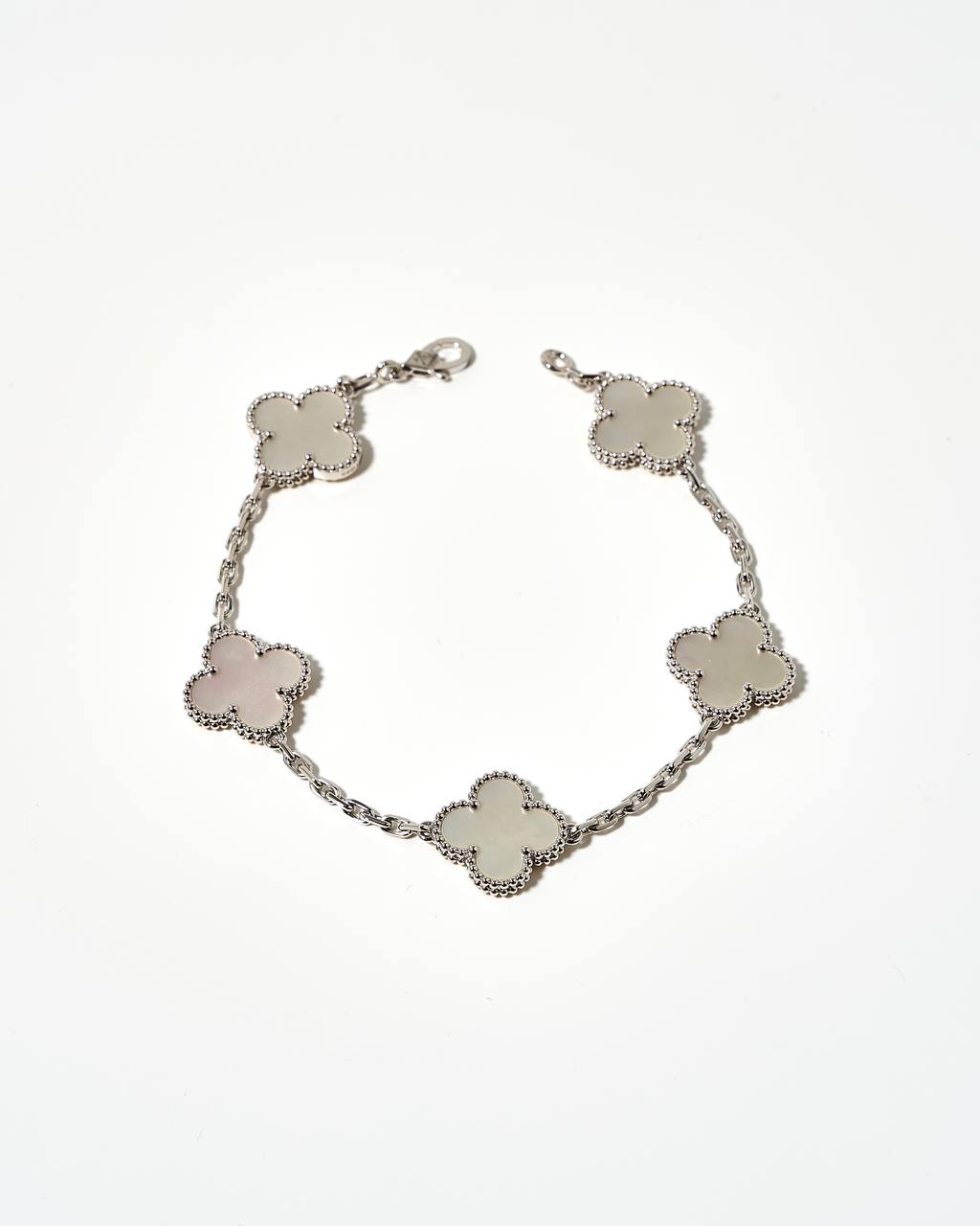 Van Cleef & Arpels Sweet Alhambra Bracelet White Gold MoP 5 Motifs