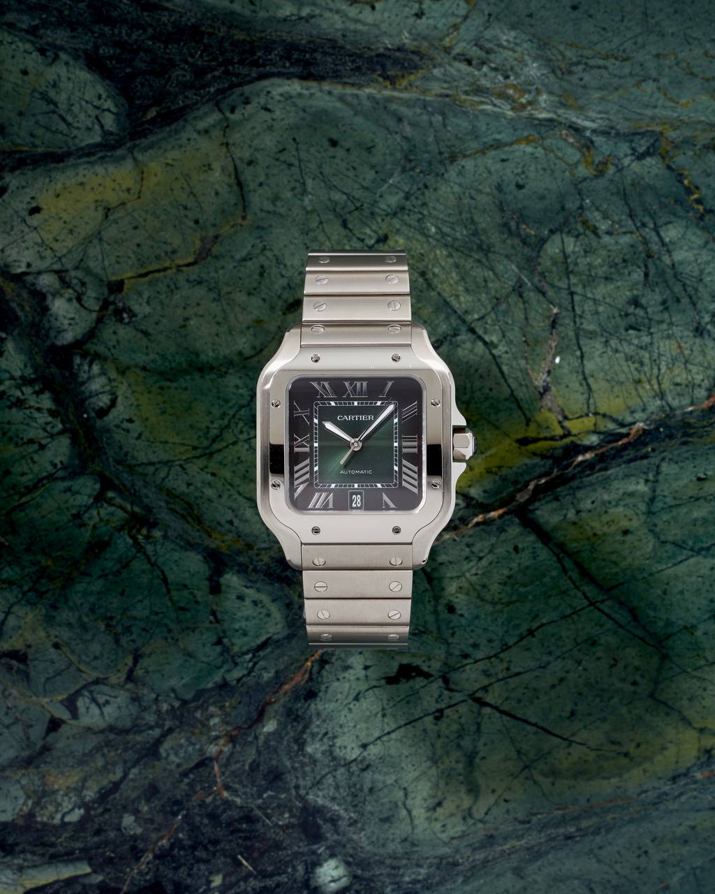 Cartier Santos De Cartier Large Green Dial 4072 NEW
