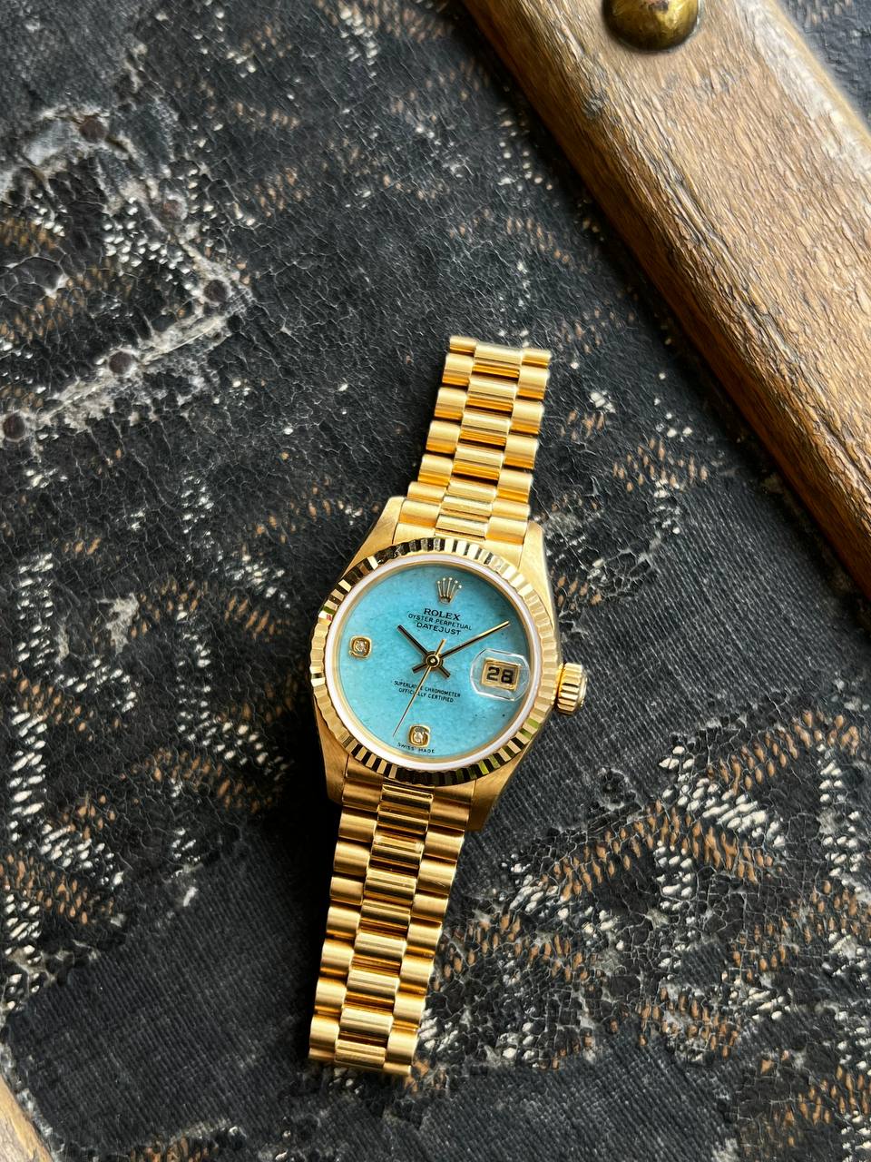 Rolex President Datejust Turquoise Diamond Dial 26mm 79178