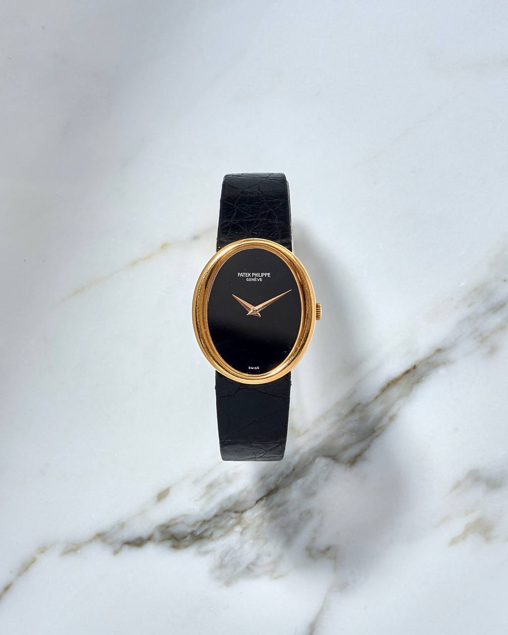 Patek Philippe Golden Ellipse Oval Onyx Dial 4225