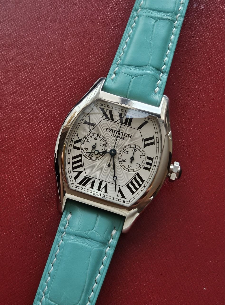 Cartier Tortue Monopoussoir Chronograph White Gold 2762